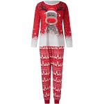 Motiv Elegante Langärmelige V-Ausschnitt Pyjamas lang mit Reißverschluss für Damen Größe XXL 2-teilig Weihnachten für den für den Winter 