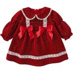 Rote Elegante Langärmelige Winterkleider für Kinder mit Weihnachts-Motiv für Babys Größe 110 für den für den Herbst 