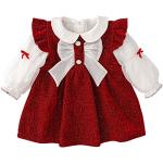 Rote Elegante Langärmelige Winterkleider für Kinder mit Weihnachts-Motiv für Babys Größe 110 für den für den Herbst 