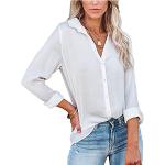 Reduzierte Weiße Oversize V-Ausschnitt Tunika-Blusen für Damen Größe XXL für den für den Sommer 