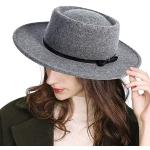 Reduzierte Graue Trilbies & Fedora-Hüte aus Wolle für Damen Größe M für den für den Winter 