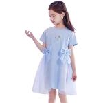 Violette Motiv Kurzärmelige Die Eiskönigin Elsa Bestickte Kinderkleider für Mädchen für den für den Sommer 