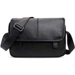 Schwarze Messenger Bags & Kuriertaschen mit Reißverschluss aus PU mit Laptopfach für Herren zum Schulanfang 