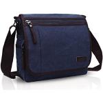 Blaue Messenger Bags & Kuriertaschen mit Reißverschluss aus Stoff mit Laptopfach für Herren 