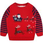 Rote Rundhals-Ausschnitt Kinderweihnachtspullover aus Baumwolle für Jungen Größe 140 für den für den Herbst 