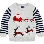 Graue Rundhals-Ausschnitt Kinderweihnachtspullover aus Baumwolle für Jungen Größe 140 für den für den Herbst 