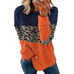 Orange Langärmelige Rundhals-Ausschnitt T-Shirts mit Kapuze für Damen Größe S für den für den Herbst 