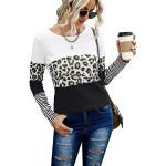 Reduzierte Schwarze Animal-Print Oversize Langärmelige T-Shirts mit Leopard-Motiv für Damen Größe XXL für den für den Herbst 