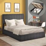 Graue Betten mit Bettkasten mit Stauraum 140x200 