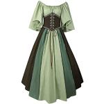 Grüne Maxi Mittelalterkleider aus Leinen für Damen Größe 4 XL 
