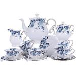 Blaue Teeservice aus Porzellan 15-teilig 6 Personen 