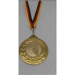 Fanshop Lünen Handball 20 Stück Medaillen aus Stahl 45mm / Gold - inkl. Medaillen-Band - mit Emblem, 25mm Turnier (9292)