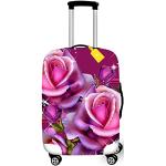 Rosa Blumenmuster Kofferschutzhüllen mit Schnalle aus Polyester 