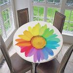Cremefarbene Karo Moderne Runde Gartentischdecken 130 cm aus PVC 