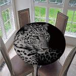 Cremefarbene Animal-Print Moderne Runde Gartentischdecken 130 cm mit Leopard-Motiv 