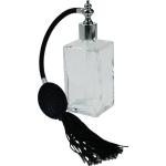 Fantasia Klarglas-Flasche,eckig, mit Ballpumpe silber/schwarz, für 100 ml Parfümzerstäuber