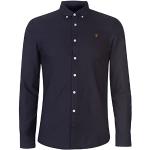 Blaue Maritime FARAH Bio Button Down Kragen Slim Fit Hemden maschinenwaschbar für Herren Größe XL 