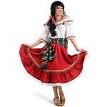 Faschings Kostüm Damen Tänzerin bunt Mexikanerin Karneval Zigeunerin roter Rock Bluse Carmenausschnitt Scherpe Rhytmus Verkleidung - L