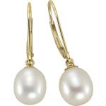 Reduzierte Goldene Ohrhänger aus Gold 14 Karat mit Echte Perle für Damen 