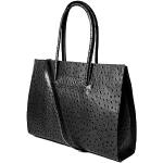 fashion-formel Zarolo Leder Damen Handtasche Business Tasche/Aktenmappe/Laptop mit Schultergurt Italy Mod.2026-p, Black Bouquet