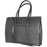 fashion-formel Zarolo Leder Damen Tasche, Business/Dokumente/Laptop-Tasche mit Schultergurt Italy Mod.2026-p, Grau-Kroko, X-L, Aktentasche