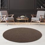 Braune Unifarbene Runde Runde Teppiche 140 cm aus Polypropylen schmutzabweisend 