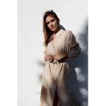 Reduzierte Dunkelbeige Unifarbene Casual Langärmelige Sommerkleider mit Knopf aus Polyamid für Damen Übergrößen 