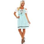 Fashion4Young 4732 Dirndl 3 TLG.Trachtenkleid Kleid Mini Bluse Schürze Trachten Oktoberfest (42, Türkisblau-Weiß)