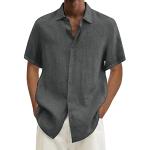Schwarze Karo Vintage V-Ausschnitt Hawaiihemden aus Flanell für Herren Größe XS für den für den Herbst 