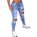 Khakifarbene Boho Atmungsaktive Ripped Jeans & Zerrissene Jeans aus Leinen für Damen Größe 4 XL 