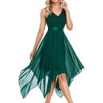 Grüne Elegante Langärmelige V-Ausschnitt Abiballkleider & Abschlussballkleider aus Chiffon für Damen Größe XXL für Partys für den für den Frühling 
