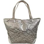 Silberne Animal-Print Strandtaschen & Badetaschen mit Giraffen-Motiv mit Reißverschluss für Damen klein 