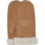Braune Bestickte UGG Australia Damenfäustlinge & Damenfausthandschuhe aus Lammfell Größe XL für den für den Winter 