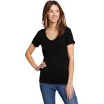 Schwarze Kurzärmelige Eddie Bauer V-Ausschnitt T-Shirts für Damen Größe XS 