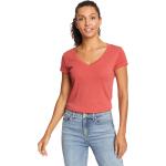Reduzierte Rote Kurzärmelige Eddie Bauer V-Ausschnitt T-Shirts für Damen Größe XS 