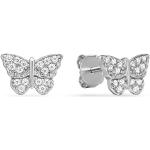 Silberne Schmetterling Ohrringe mit Insekten-Motiv poliert mit Zirkonia für Kinder 