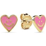 Pinke Emoji Smiley Herzohrstecker vergoldet für Kinder 