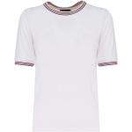 Weiße Gestreifte Elegante Halblangärmelige FAY T-Shirts aus Jersey für Damen Größe L 