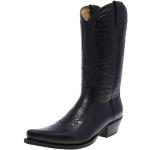 Schwarze FB Fashion Boots Spitze Herrencowboystiefel & Herrenwesternstiefel ohne Verschluss in Normalweite aus Leder Größe 40 mit Absatzhöhe 3cm bis 5cm 