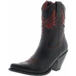 Schwarze FB Fashion Boots Spitze Cowboy-Boots & Cowboystiefeletten mit Reißverschluss in Normalweite aus Leder für Herren Größe 42 mit Absatzhöhe 7cm bis 9cm 