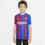 Blaue Nike Dri-Fit FC Barcelona Kindertrikots zum Fußballspielen - Heim 2021/22 