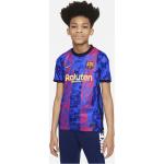 Blaue Atmungsaktive Nike Dri-Fit FC Barcelona Damensportbekleidung & Damensportmode zum Fußballspielen 2021/22 