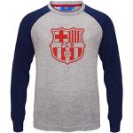 Graue Langärmelige FC Barcelona Printed Shirts für Kinder & Druck-Shirts für Kinder aus Baumwolle 