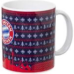 Rote FC Bayern Kaffeebecher mit Skyline-Motiv aus Keramik 