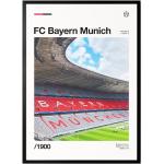 Schwarze Vintage FC Bayern Poster matt aus Holz 30x45 
