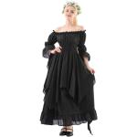 FCCAM Renaissance Kleid Viktorianisches Kleid Mittelalterlich Kleid Langes Kleid Gothic Kleid schwarz Kleid S/M, Schwarz