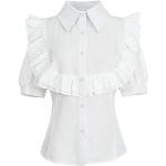 Weiße Elegante Kurzärmelige Tunika-Blusen Handwäsche für Damen Größe L 