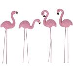 Pinke Flamingo-Gartenfiguren aus Gusseisen 4-teilig 