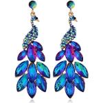 Blaue Elegante Quasten-Ohrringe glänzend aus Kristall für Damen zum Muttertag 
