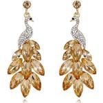 Reduzierte Goldene Elegante Perlenohrringe glänzend aus Kristall für Damen 